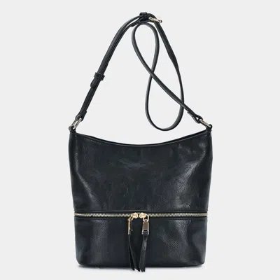 Fashnzfab Faux Leather Crossbody Bag In Black