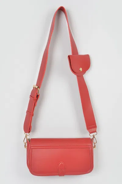 Fashnzfab Faux Leather Crossbody Bag W/mini Pouch In Orange