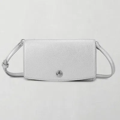 Fashnzfab Faux Leather Crossbody Wallet Bag In Silver