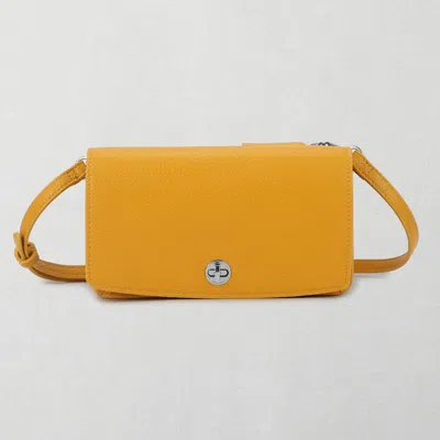 Fashnzfab Faux Leather Crossbody Wallet Bag In Yellow