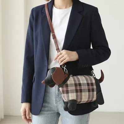 Fashnzfab Faux Leather Cute Dog Shape Crossbody Handbag In Black