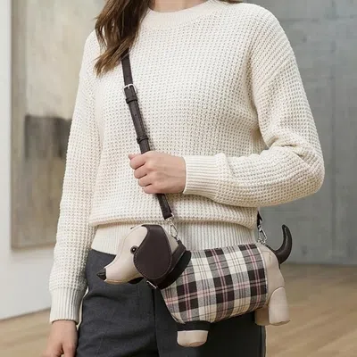 Fashnzfab Faux Leather Cute Dog Shape Crossbody Handbag In Sand