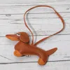 Fashnzfab Faux Leather Dachshund Dog Bag Charm In Brown