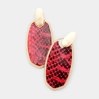 Fashnzfab Faux Leather Dangle Earrings In Red