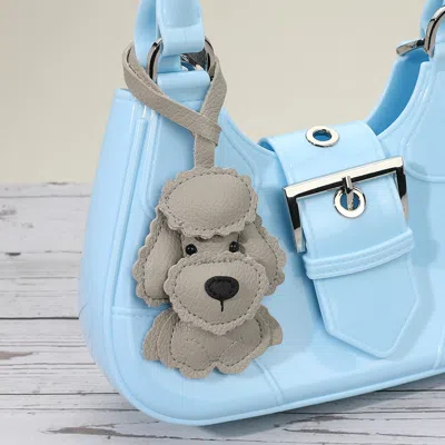 Fashnzfab Faux Leather Dog Bag Charm In Gray