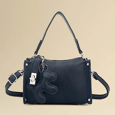 Fashnzfab Faux Leather Dog Bag Charm Mini Shoulder Crossbody Bag In Blue