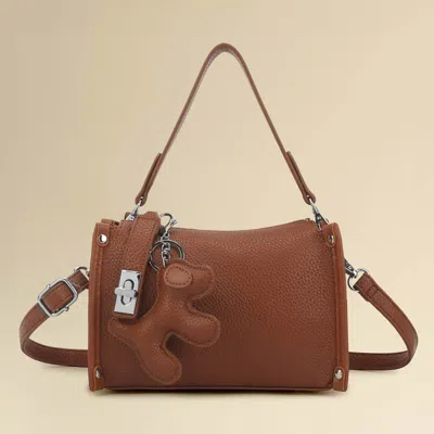 Fashnzfab Faux Leather Dog Bag Charm Mini Shoulder Crossbody Bag In Brown