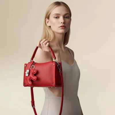 Fashnzfab Faux Leather Dog Bag Charm Mini Shoulder Crossbody Bag In Red