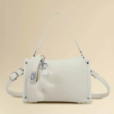 Fashnzfab Faux Leather Dog Bag Charm Mini Shoulder Crossbody Bag In White
