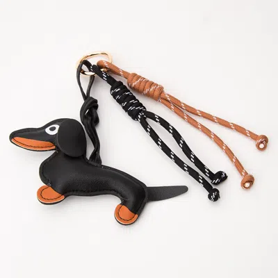 Fashnzfab Faux Leather Dog Keychain / Bag Charm In Black