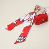 Fashnzfab Faux Leather Elegant And Stylish Mini Purse / Bag Charm With Abstract Pattern Petit Scarf In Multi