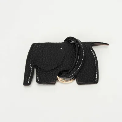 Fashnzfab Faux Leather Elephant Keychain Bag Charm In Black