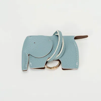 Fashnzfab Faux Leather Elephant Keychain Bag Charm In Blue