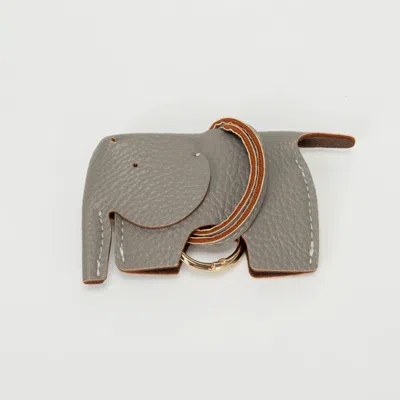 Fashnzfab Faux Leather Elephant Keychain Bag Charm In Gray