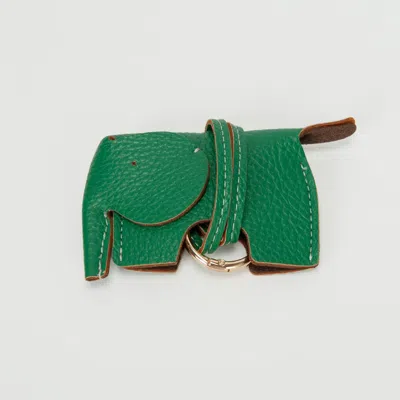 Fashnzfab Faux Leather Elephant Keychain Bag Charm In Green