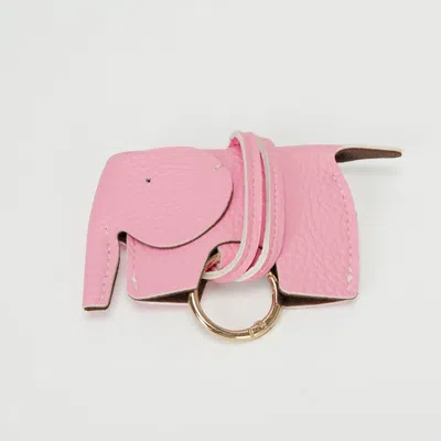Fashnzfab Faux Leather Elephant Keychain Bag Charm In Pink