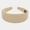 Fashnzfab Faux Leather Embossed Woven Headband In Sand