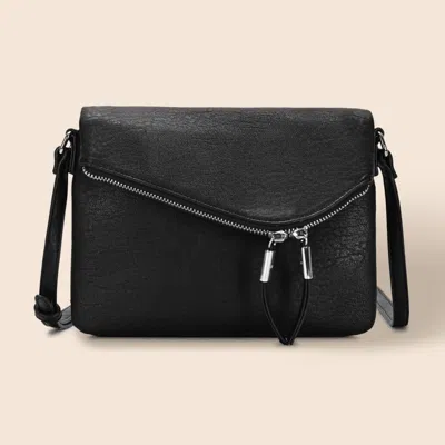 Fashnzfab Faux Leather Envelope Crossbody Bag In Black