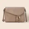 Fashnzfab Faux Leather Envelope Crossbody Bag In Sand