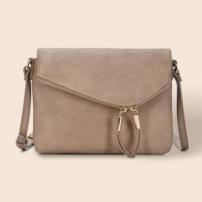 Fashnzfab Faux Leather Envelope Crossbody Bag In Sand