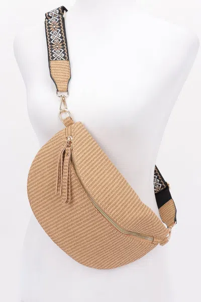 Fashnzfab Faux Leather Fanny Pack W/ Multi Color Strap In Green
