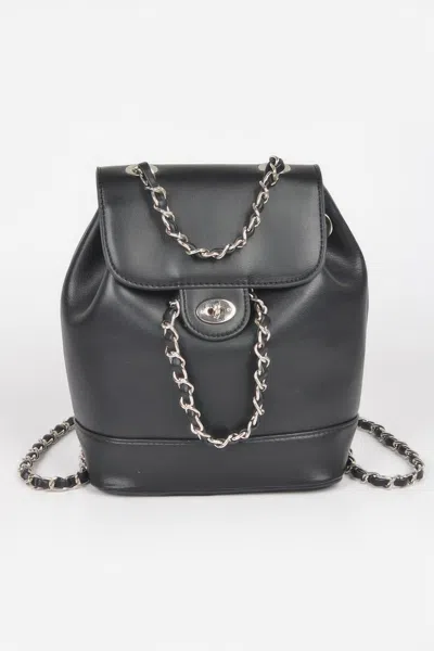 Fashnzfab Faux Leather Flap Backpack In Grey