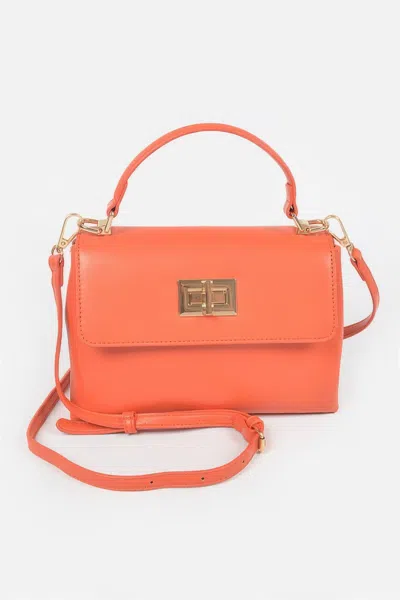 Fashnzfab Faux Leather Flap Bag In Orange
