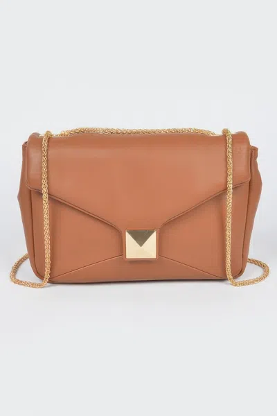 Fashnzfab Faux Leather Flap Crossbody Bag In Brown