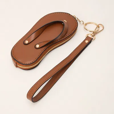 Fashnzfab Faux Leather Flip-flop Mini Wristlet Keychain Bag Charm Coin Purse In Multi