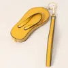 Fashnzfab Faux Leather Flip-flop Mini Wristlet Keychain Bag Charm Coin Purse In Yellow