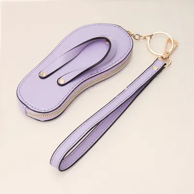 Fashnzfab Faux Leather Flip-flop Mini Wristlet Keychain Bag Charm Coin Purse In Gold