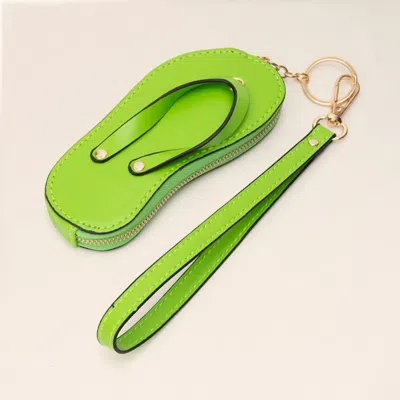 Fashnzfab Faux Leather Flip-flop Mini Wristlet Keychain Bag Charm Coin Purse In Pink