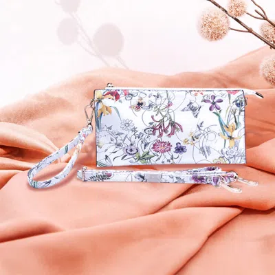 Fashnzfab Faux Leather Floral Pattern Slim Wallet Crossbody Bag In Multi