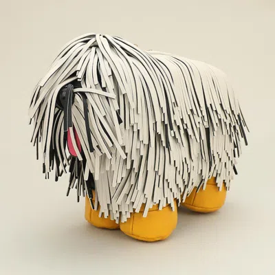 Fashnzfab Faux Leather Fringe Dog Crossbody Handbag In White