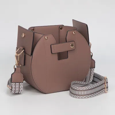 Fashnzfab Faux Leather Functional Tumbler Crossbody Bucket Bag In Gray