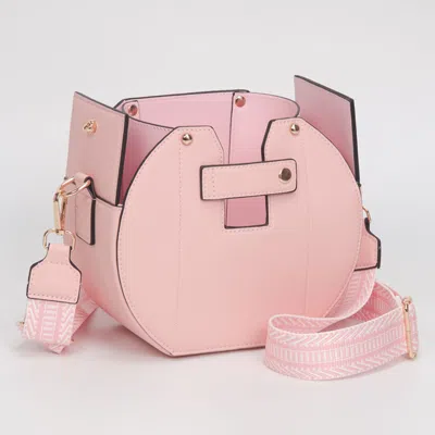 Fashnzfab Faux Leather Functional Tumbler Crossbody Bucket Bag In Pink