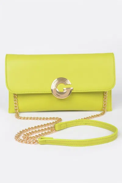 Fashnzfab Faux Leather G Buckle Clutch In Green