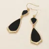 Fashnzfab Faux Leather Geometric Plate Drop Dangle Earrings In Black