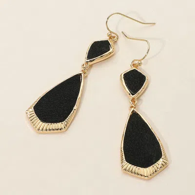Fashnzfab Faux Leather Geometric Plate Drop Dangle Earrings In Black