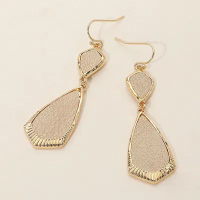 Fashnzfab Faux Leather Geometric Plate Drop Dangle Earrings In Gold