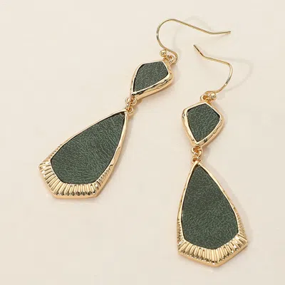 Fashnzfab Faux Leather Geometric Plate Drop Dangle Earrings In Green