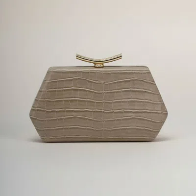 Fashnzfab Faux Leather Geometric Structured Evening Clutch Bag In Green