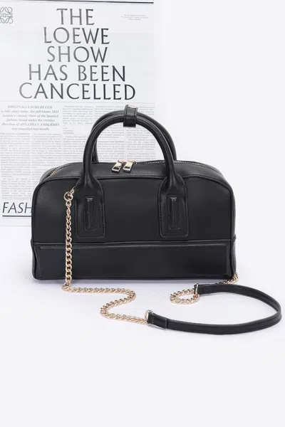 Fashnzfab Faux Leather Handbag In Black
