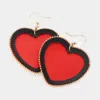 Fashnzfab Faux Leather Heart Dangle Earrings - Black In Red
