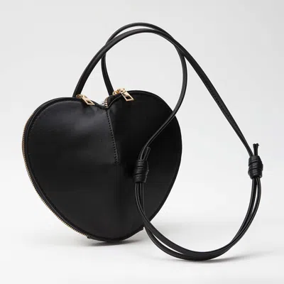 Fashnzfab Faux Leather Heart Shaped Crossbody Bag In Black