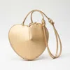 Fashnzfab Faux Leather Heart Shaped Crossbody Bag In Gold