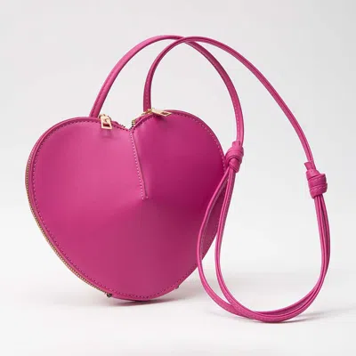 Fashnzfab Faux Leather Heart Shaped Crossbody Bag In Pink