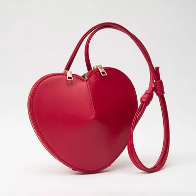 Fashnzfab Faux Leather Heart Shaped Crossbody Bag In Red