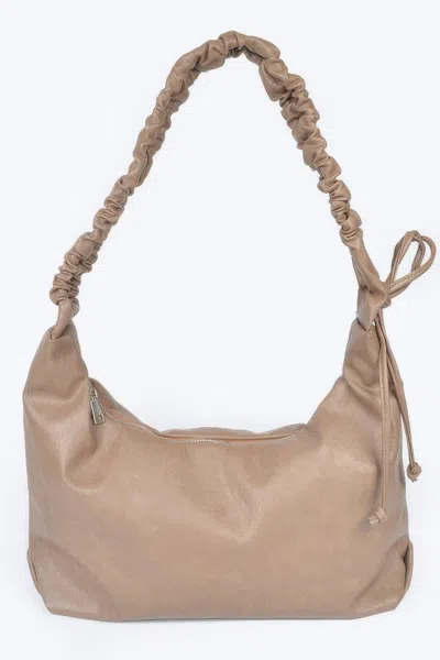 Fashnzfab Faux Leather Hobo Bag In Beige