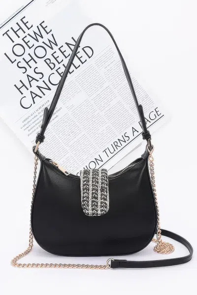 Fashnzfab Faux Leather Hobo Bag In Black